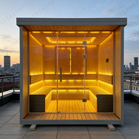Cabine de sauna extérieure de haute qualité en bois massif, chauffage infrarouge Triunity, pour 4 à 6 personnes, spacieuse, utilisation en villa, spa moderne de luxe pour la maison