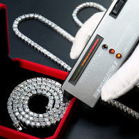 Collier tennis personnalisé de luxe en moissanite taille brillant certifiée IGI, en argent sterling 925 plaqué or, serti griffes, 2mm-6mm DEF
