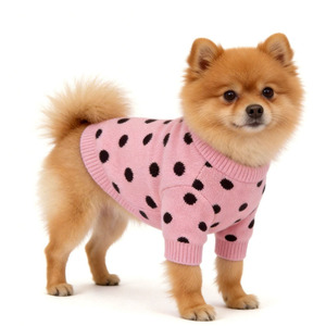 Maglione per Cani Invernale Caldo, Abbigliamento per Cani, Maglieria per Animali Domestici con Pois Rosa, Vendita all'Ingrosso - Product Image 4