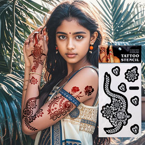 Customs <strong>Hand</strong> Finger <strong>Henna</strong> Tattoo Stickers Templates Waterproof Women Girl Body <strong>Hand</strong> Painting Temporary Tattoo Stencil - Product Image 1