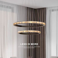 Lámpara Colgante LED Translúcida de Latón Macizo, Minimalista, Circular, Multicapa, Altura Ajustable, para Sala de Estar