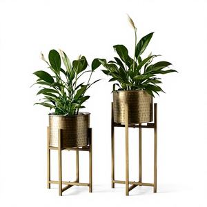 Soporte para Macetas de Hierro Dorado y Latón, Ecológico, con Diseño Moderno para Interiores de Hogar y Jardín - Product Image 1