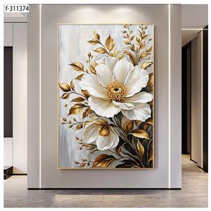 Pittura in porcellana di cristallo testurizzata 3D floreale floreale 3D <span class=keywords><strong>per</strong></span> soggiorno con sfondo moderno divano a foglia d'oro sfondo - Product Image 4