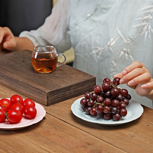 Assiette en céramique en forme de fleur, design lotus silencieux, faite à la main, style zen asiatique, pour la cérémonie du thé et le service de desserts - Product Image 4