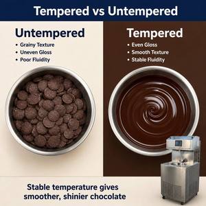 Machine automatique de fusion et de tempérage du chocolat, bol en acier inoxydable, fondoir à chocolat de qualité alimentaire, commande par écran tactile, CE ISO - Product Image 2