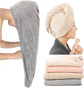 Custom Personalized SPA Women''s Super Absorbent Quick Dry Soft Magic Turban Towel With Buttons Twist Wrap Microfiber Hair Towel