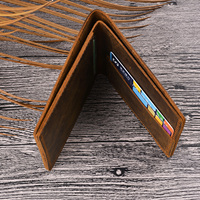 Dompet Kulit Sapi Asli Buatan Tangan Gaya Vintage, Dompet Kulit Asli Full Grain Crazy Horse Bifold untuk Pria