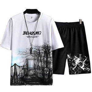 Ensemble de t-shirts à manches courtes pour hommes avec impression graphique surdimensionnée personnalisable, de haute qualité, respirant, décontracté, vêtements d'été pour hommes - Product Image 1
