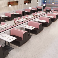 Bancs en cuir rose et noir modernes, assises dos à dos, pour restaurant, mobilier de table à manger, café, pâtisserie