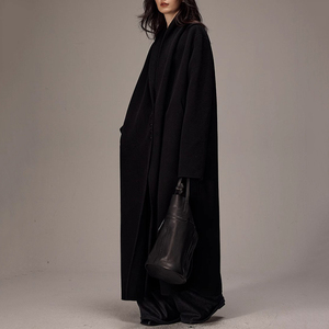 Abrigo de Cachemira de doble cara negro de lujo Weshallo, abrigos de lana de pelo de camello rectos largos de Invierno para mujer - Product Image 3