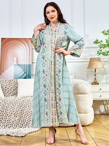 Abaya Eid 2026 <span class=keywords><strong>para</strong></span> Mujer, Vestido Musulmán con Estampado Digital, Pedrería y Cuentas, Caftán Marroquí, <span class=keywords><strong>Ropa</strong></span> Islámica - Product Image 4