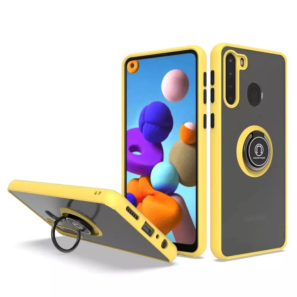 Smoking Skin Feeling Matte Ring Kickstand Magnetic Car Mount Cellphone Cover For Motorola Moto G Power 2 In 1 Phone Case