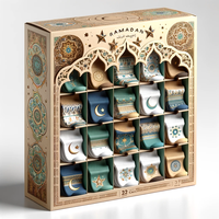 Coffret Cadeau Calendrier de l'Avent Ramadan de Luxe Personnalisé 30 Compartiments en Matériaux Recyclés avec Gaufrage Conçu pour Nettoyant Visage Crème