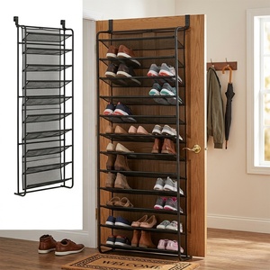 Vietnam Origin NSF Black 10 Tier Over the Door Shoe Rack Organizer Entryway Vertical Metal <strong>Storage</strong> Rack <strong>Wall</strong> Mount Shelf <strong>Unit</strong> - Product Image 3