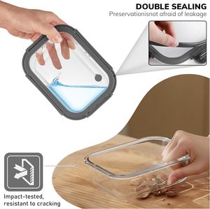 5-Pack Borosilicate Glass lưu trữ thực phẩm container 35.2 oz kín bữa ăn Prep <span class=keywords><strong>Set</strong></span> - Product Image 3