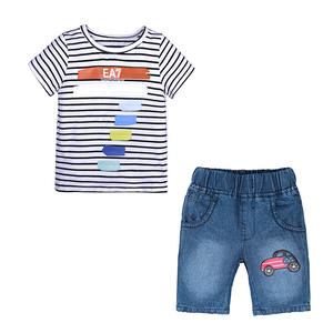 Vêtements en gros en stock d'usine : Ensembles chemises et jeans en denim pour bébés garçons - Product Image 1