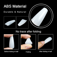 500 Uds./caja Uñas Postizas Blancas, Uñas Artificiales de Extensión, Puntas de Uñas de Gel Suave Tipo Ataúd