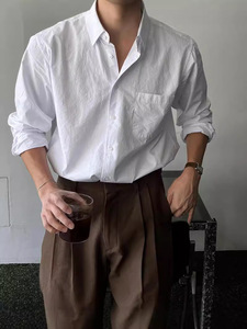 MST012 <span class=keywords><strong>camicia</strong></span> di cotone Vintage <span class=keywords><strong>camicia</strong></span> da <span class=keywords><strong>uomo</strong></span> europea ampia protezione solare manica lunga trama a pieghe <span class=keywords><strong>camicia</strong></span> Cargo in lino - Product Image 4