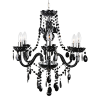 Luzete Giulia Black, Lámpara de Techo de 6 Luces, Cristal, Base de Acero Cromado, Diseño Elegante, Control por Interruptor, Mejor Calidad, Personalizable