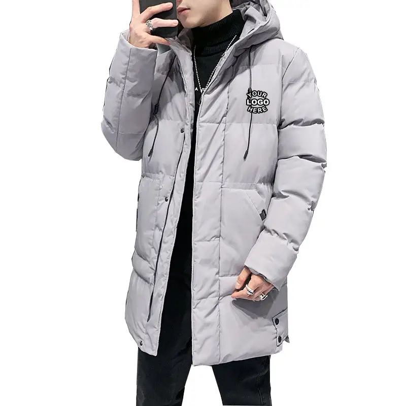 Commercio all'ingrosso caldo utility bubble coat abbigliamento abbigliamento personalizzato inverno cappuccio lungo piumino per uomo