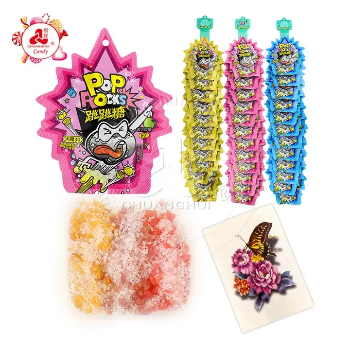 Halal Cheap fruity flavor 10g Popping Candy with Tattoo sticker