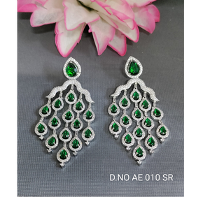 Classic Teardrop Stone Studded American <b>Diamond</b> <b>Earrings</b> Premium Cubic Zirconia Statement <b>Earrings</b> for Women Bridal Wedding - Product Image 1