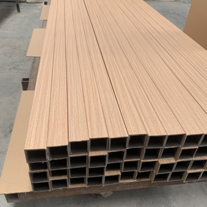 Zucchini pelapis tabung kayu partisi dinding plastik pvc komposit kayu louver pipa langit-langit bahan dekoratif interior - Product Image 2