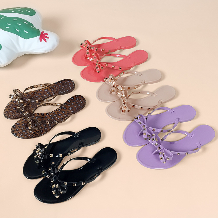 Women Jelly Diamond PVC Sandals Butterfly Flats Sandals Plastic Summer Slides Slippers