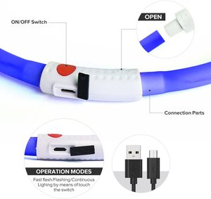 도매 ABS 쉘 실리콘 개 칼라 단일 및 7 색 네온 라이트 인쇄 패턴 및 리본 장식 - Product Image 4