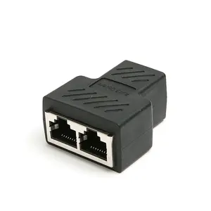 1 To 2 Ways Network Connector Female To 2 Female Shield Ftp Dual 8pin RJ45 Ethernet Coupler Connectors