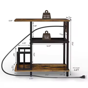 OEM Modern Wooden Flip Top Skinny <b>Side</b> Table <b>Small</b> Spaces Nightstand with Charging Station for Bedroom and Living Room - Product Image 5