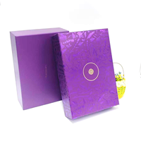 Boîtes d'emballage cadeau personnalisées de luxe en or violet avec gaufrage à chaud, en matériaux recyclés écologiques, avec logo personnalisé