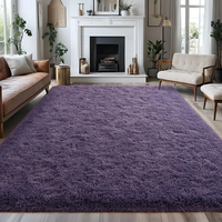 Tapis de luxe en peluche à poils longs, géométrique, moderne, couleur unie, grand tapis de sol en polyester de qualité supérieure pour chambre, chambre d'enfant, hôtel