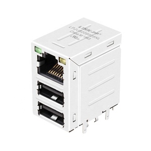 45F-10101DYD2NL JW0-0009NL C893-1AX1-<span class=keywords><strong>E1</strong></span> Magnétique <span class=keywords><strong>RJ45</strong></span> Connecteur Jack avec Double USB - Product Image 1