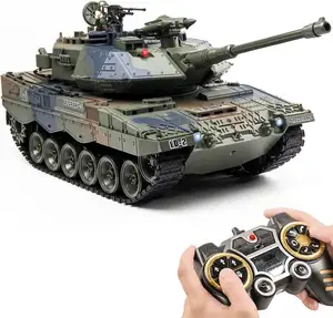 1:18 German Leopard Army 2.4G RC Tank with Vibration Smoke Launch Bullets, Battle Tank Military toys Vehicles for kids and Adult