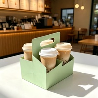 Lot de quatre boîtes à fentes en matériaux recyclés pour bouquets de fleurs, porte-gobelets pliables pour café à emporter, support pour quatre tasses