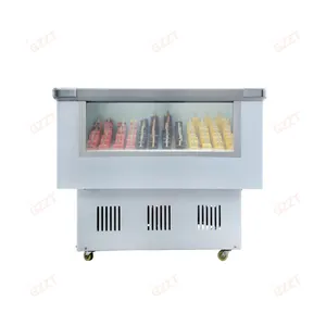 Expositor de sorvete italiano comercial, 10 12 14 panelas, 1m/1.2m/1.4m, vidro frontal, vidro, picolé, freezer, palitos, freezer