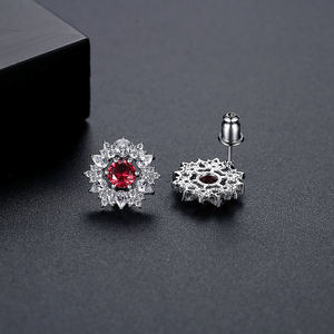 Pendientes de tuerca de circonita cúbica con diseño floral coralino para mujer, joyería elegante para fiestas de verano y bodas - Product Image 2