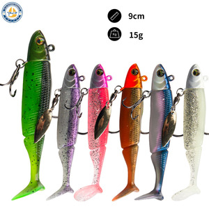 Kit de 6 Señuelos de Pesca con Cola en Forma de T, 9 cm, 15 g, Señuelos Artificiales Biónicos para Pesca en Agua Salada - Product Image 2