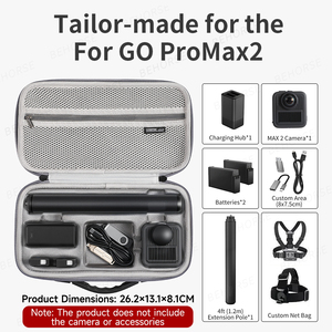 Étui de transport pour <span class=keywords><strong>GoPro</strong></span> Max 2, sac de voyage pour accessoires, compatible avec <span class=keywords><strong>chargeur</strong></span> <span class=keywords><strong>double</strong></span> batterie, perche d'extension de 4 pieds (1,2 m) - Product Image 4
