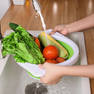 Cozinha BPA Free Silicone Foldable Food Strainer Basket Colanders Dobráveis Com Suporte Dobrável - Product Image 3