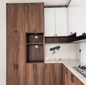 Mobile da <span class=keywords><strong>Cucina</strong></span> in Melamina Effetto Legno CBMmart, Armadio da <span class=keywords><strong>Cucina</strong></span> Bicolore con Finiture Diverse Superiore e Inferiore - Product Image 1