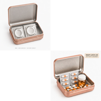 Boîte en étain de luxe recyclable or rose de qualité alimentaire avec couvercle à charnière pour rangement de préservatifs et médicaments, logo personnalisé, vente directe usine, scellée, rectangulaire