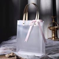 Sac fourre-tout transparent givré en OPP avec poignée, pour fleurs, respectueux de l'environnement, compatible micro-ondes, faible MOQ (100 pièces)