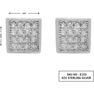 Pendientes cuadrados con diamantes Ornaatis, 0,10 quilates, corte redondo, plata de ley 925, uso diario para mujer - Product Image 3