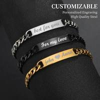 Juego de Pulseras Personalizables para Parejas, Pulsera de Cadena de Acero Inoxidable con Grabado Personalizado para Regalos de Aniversario o San Valentín