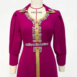 Fashion Long sleeve Dubai Dress maxi turkey coat abaya jalabiya islamic women dress clothing robe kaftan Moroccan