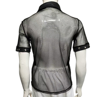 T-shirt en Maille Transparente Imprimé Carreaux Exotiques, Vêtement de Club Sexy pour Soirée, Lingerie de Performance, Débardeur Tendance