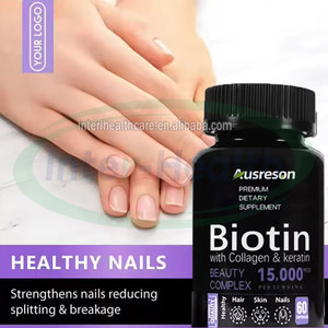 Capsule di Biotina Ausreson per la Crescita dei Capelli <span class=keywords><strong>5000</strong></span> <span class=keywords><strong>Mcg</strong></span> 10000mcg 25000mcg Integratore Vitaminico con Etichetta Privata Capsule di Cheratina Collagene e Biotina - Product Image 4