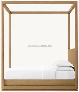 صنع في الصين أمريكي فاخر 4 ملصقات مظلة سرير بحجم كينج كوين إطار خشبي متين